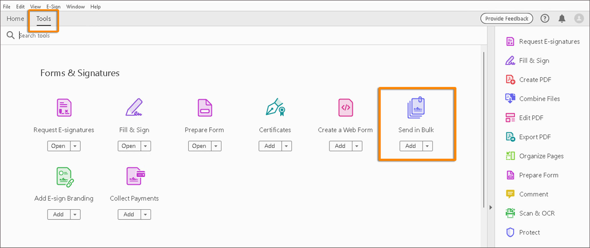 Request signatures in bulk