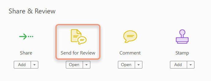 Send for Comments option in Tools pane