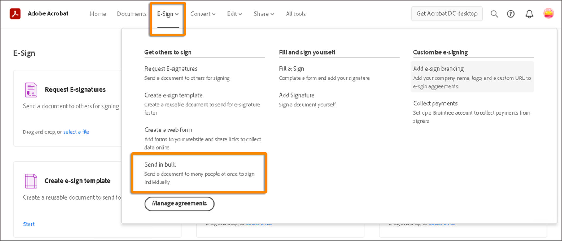 Request signatures in bulk