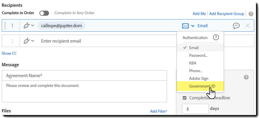 Select the authenticaation method