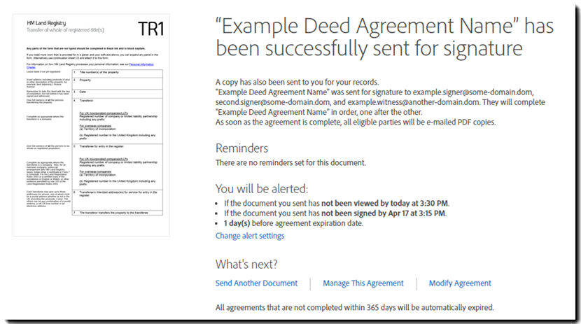 Sent agreement