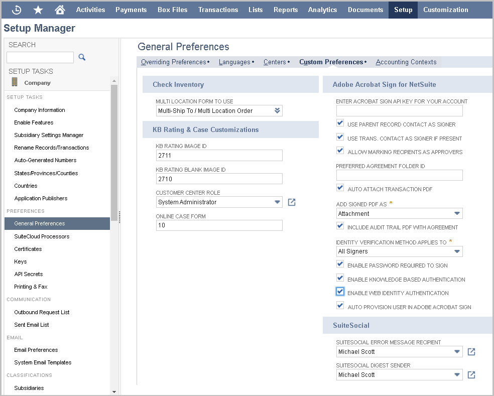 setting custom preferences