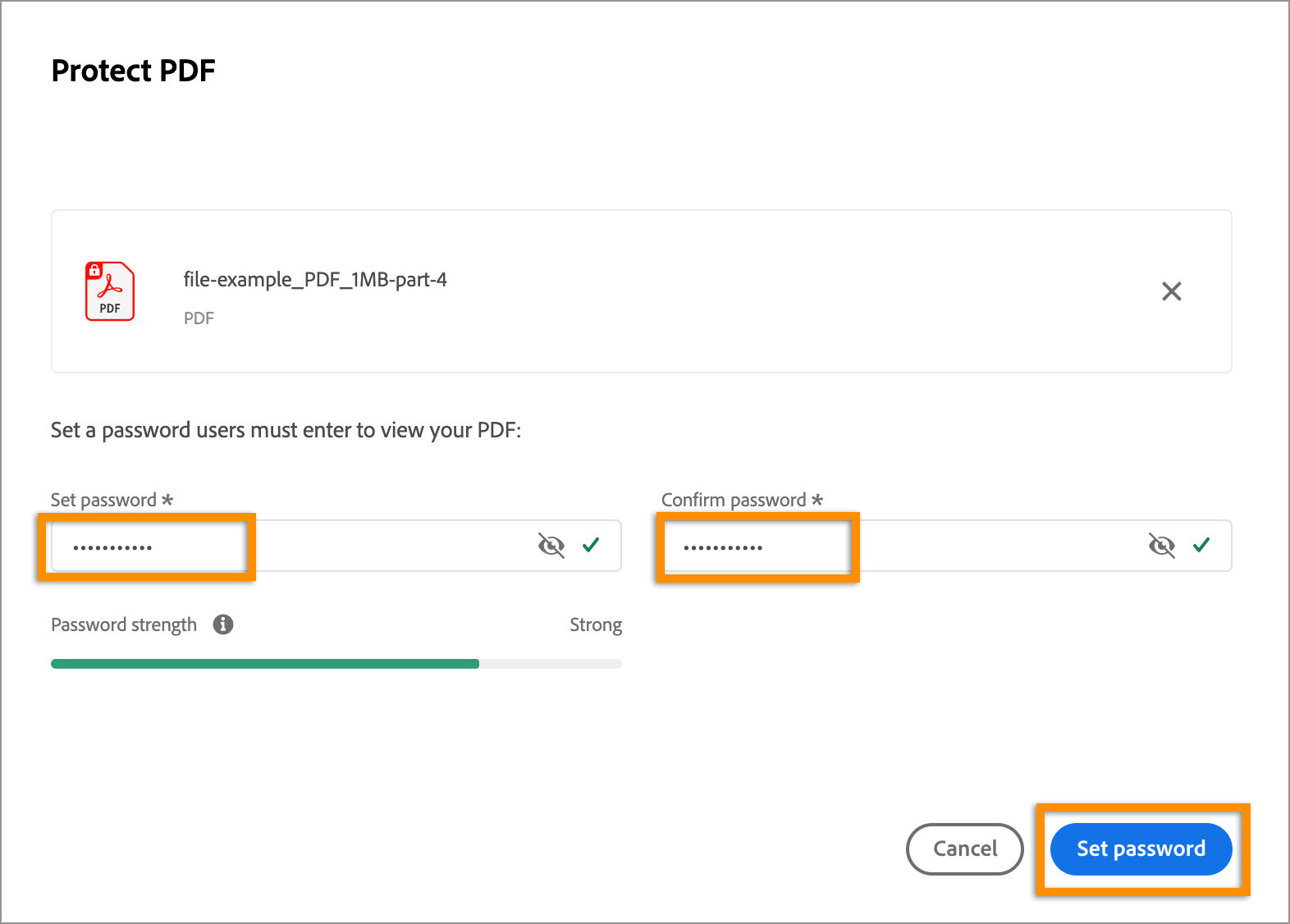 Type your password, confirm, and then click Set Password