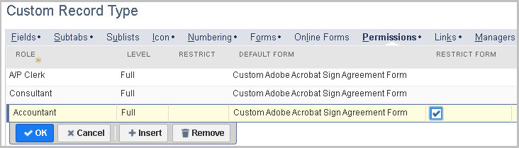 custom record type permissions