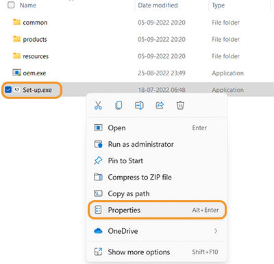 Set-up properties