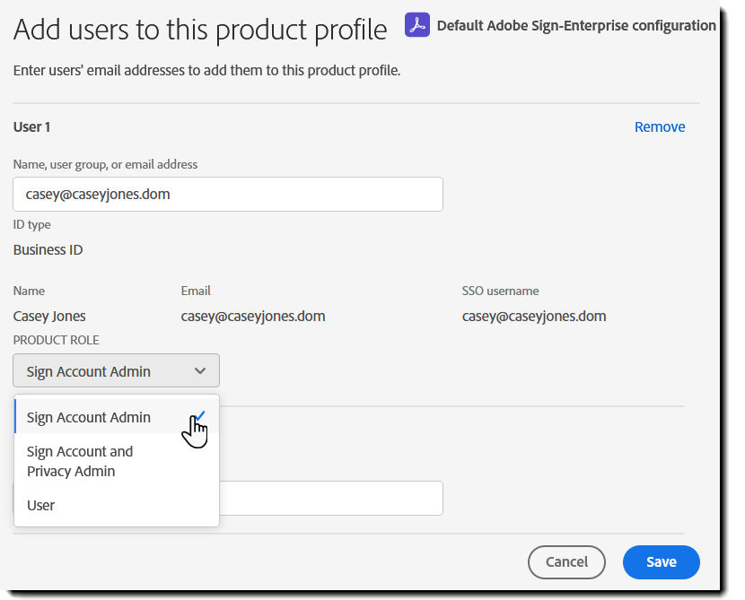 Configure the user