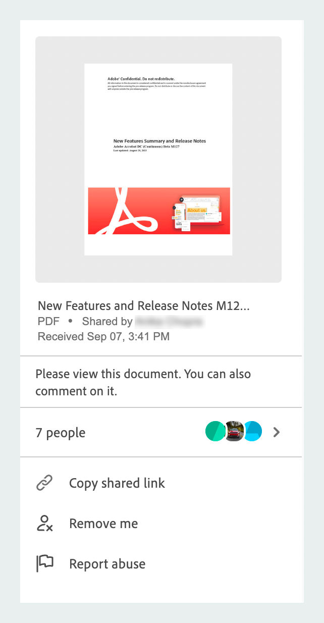 Actions for files received for viewing