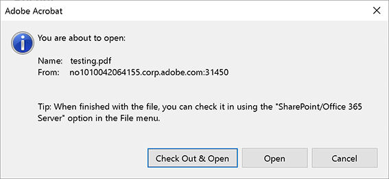 SharePoint hosted PDF in Acrobat