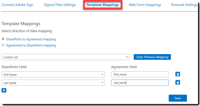 SharePoint to Agreement mapping