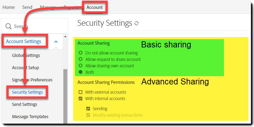 Charing controls in the admin menu