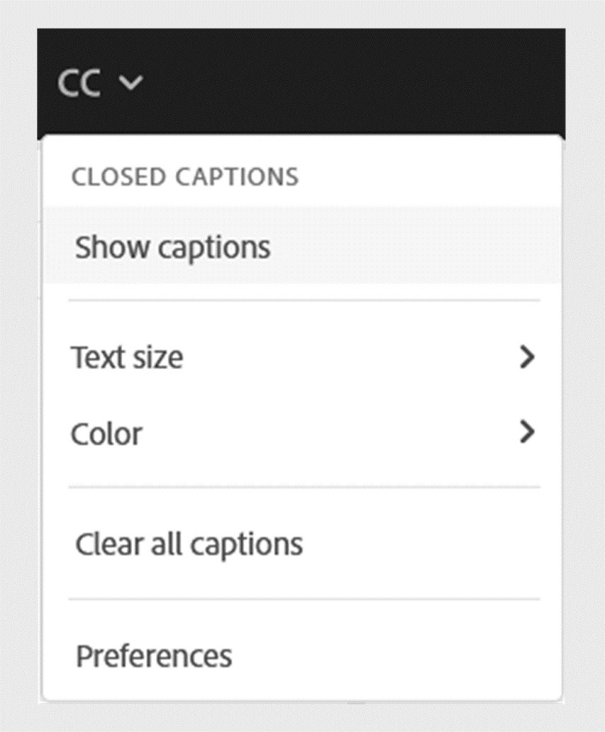 show and hide closed captions