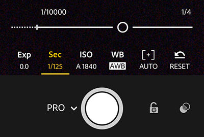 Sluitertijd ingesteld op 1/125e seconde