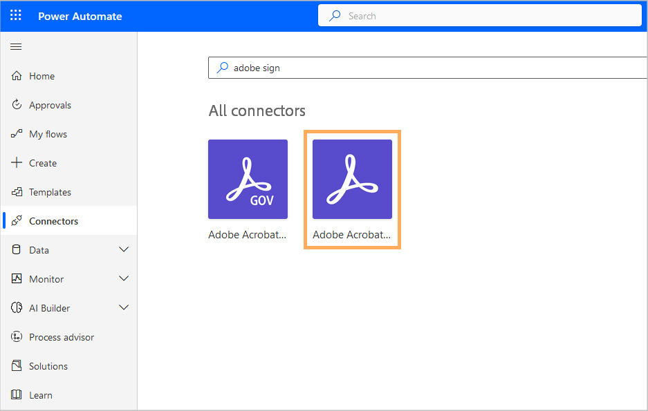 Acrobat Sign Commercial connector for Microsoft Power Automate