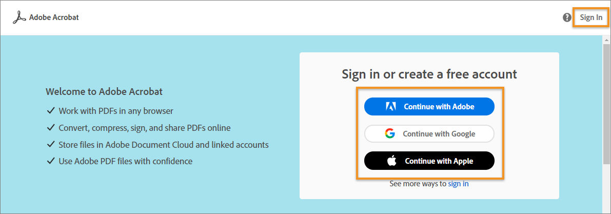 Sign in to Adobe Document Cloud