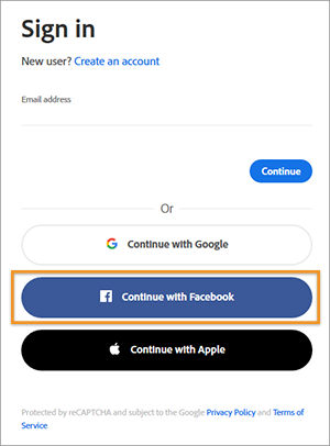 Sign in to Adobe Document Cloud