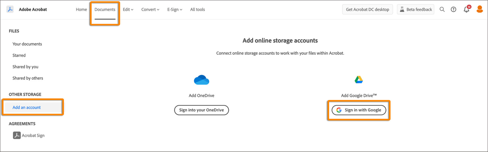 Add your Google Drive account