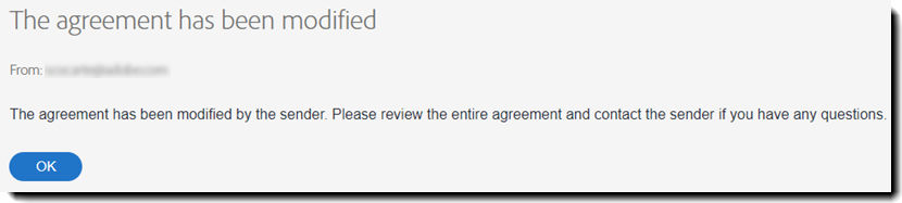 Image of the error message when an agreement has already been signed