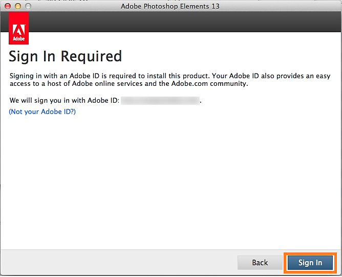 Sign in with your Adobe ID
