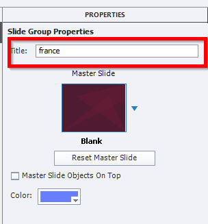 Slide group properties