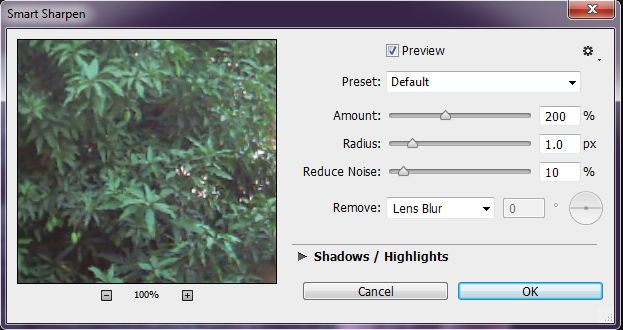 Photoshop Enhanced Smart Sharpen filter