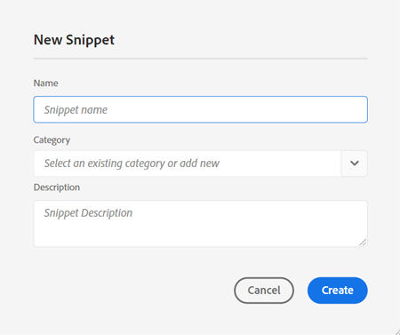 add new snippet in category