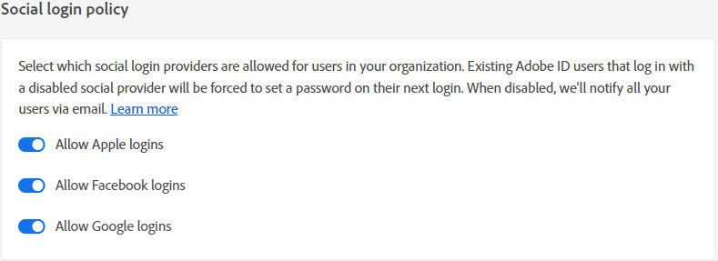 Social login policy