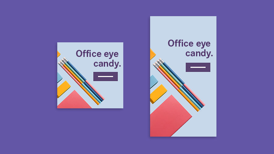 Side-by-side versions of the same advertisement with their layouts adjusted to fit different dimensions