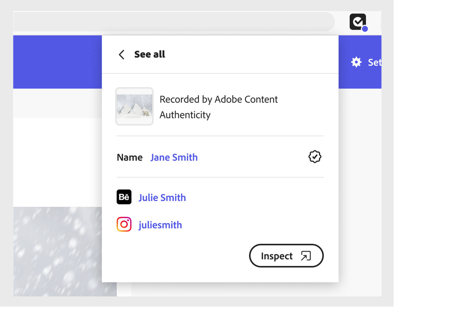 Select the Inspect button present on the lower right corner outlined in black color to view the details.
