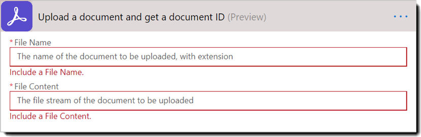 Action: Upload a document and get a document ID