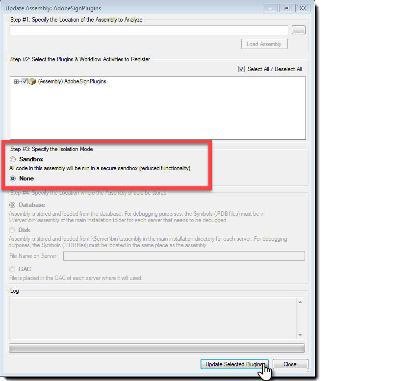 Specify isolation mode