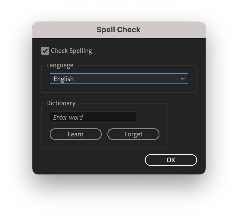 The Spell Check dialog box