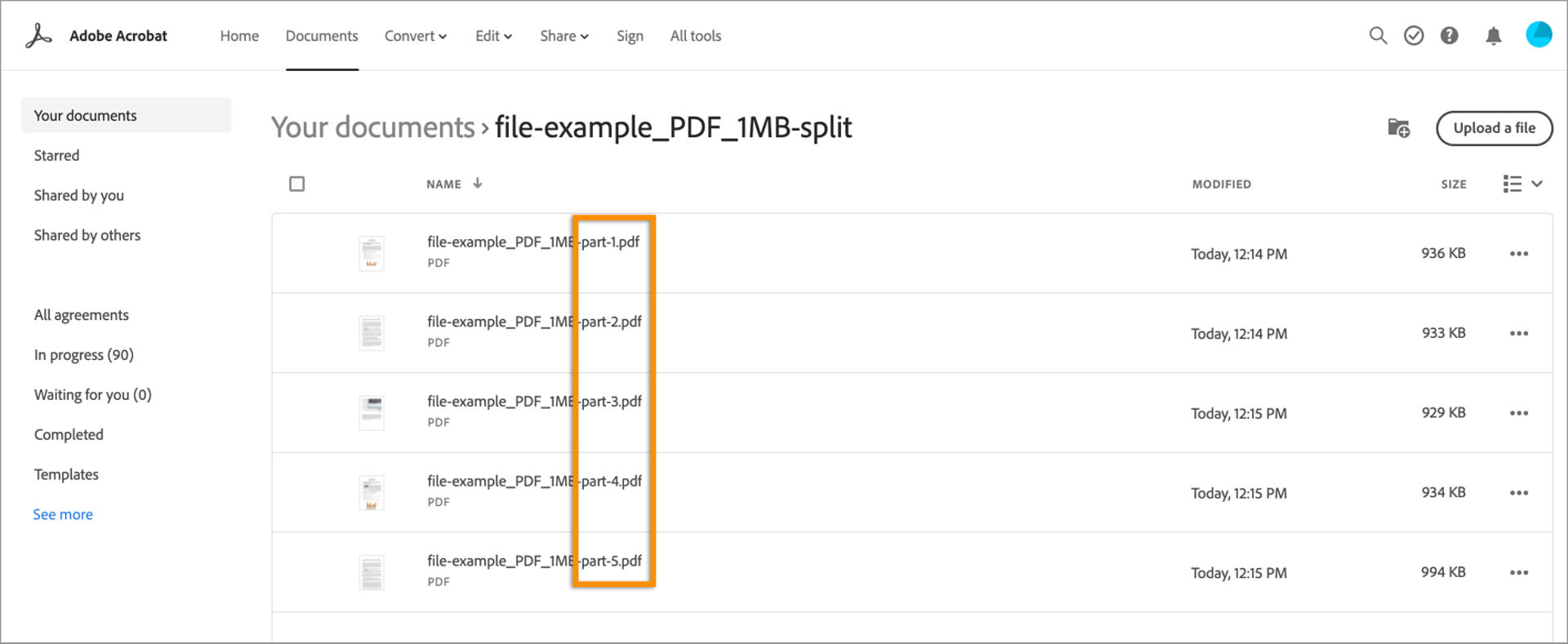 PDF files after split