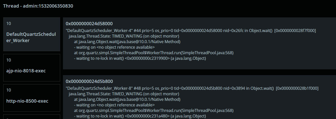 Stack trace of group