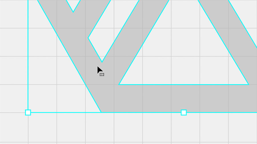 Close-up of part of a logo against a grid background