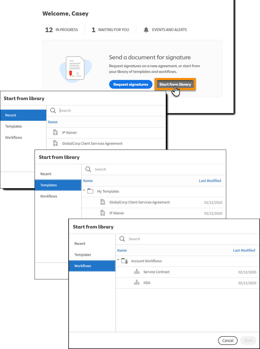 Start form library