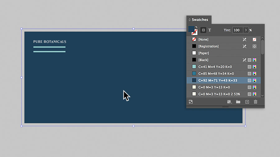 Using the Swatches panel to apply a swatch color