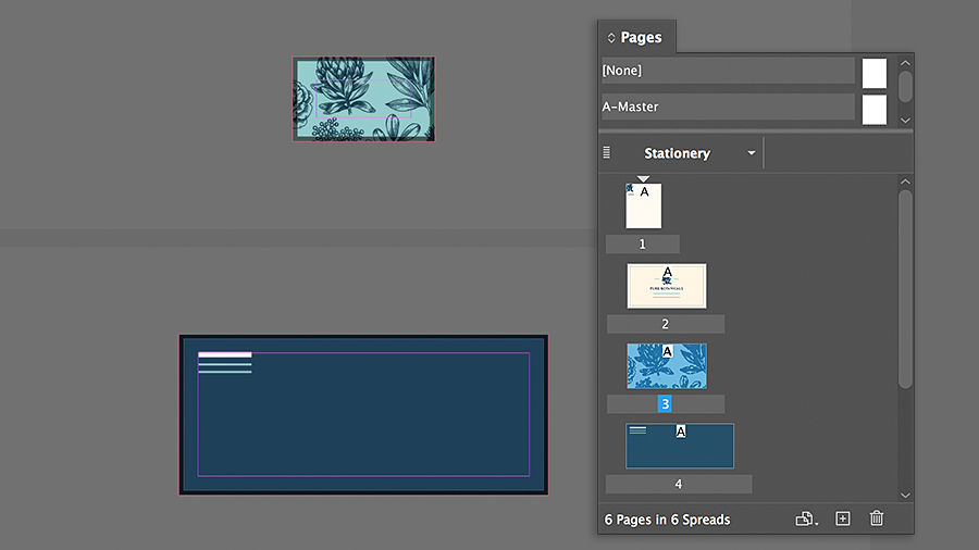 Using the Pages panel to set up multiple page sizes within one document