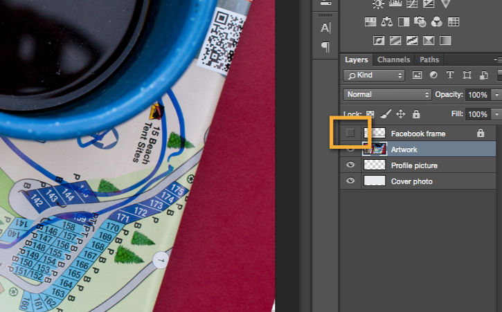 Clicking the eye icon next to layers in the Layers panel toggles visibility 
