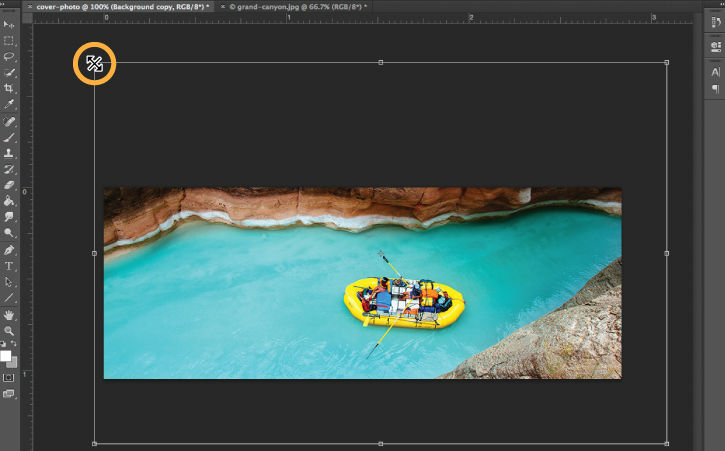 Image may be adjusted using Edit > Free Transform or pressing control/command T on the keyboard 