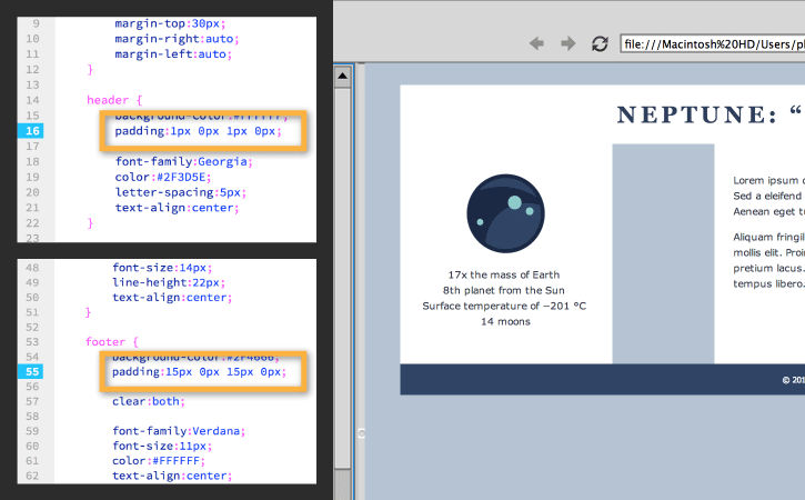 Change the top, right, bottom, and left padding independently.