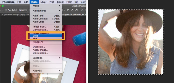Select Image > Crop to crop the image to the profile pic area