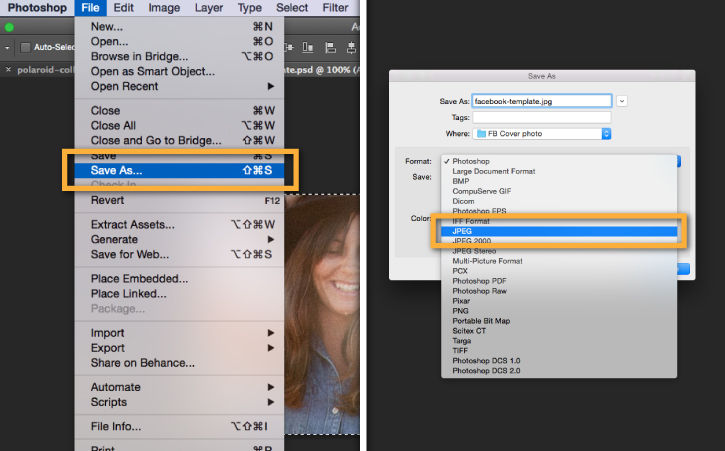 Save the photo as JPEG format