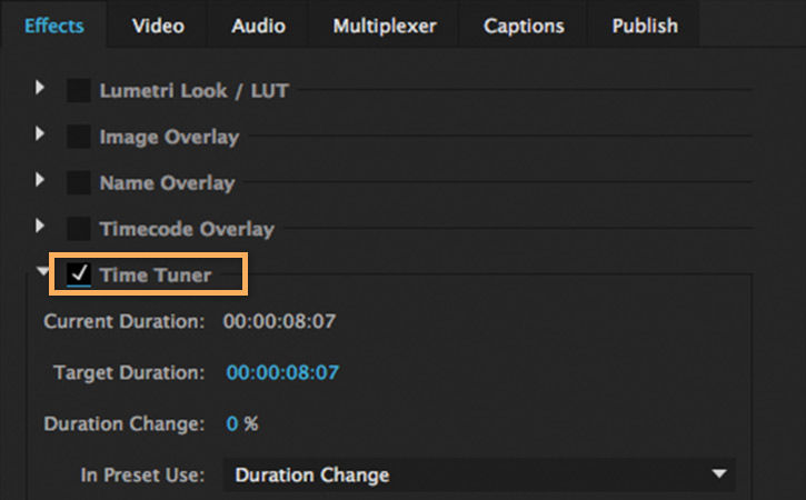 Click the Time Tuner checkbox.