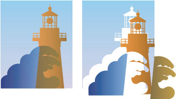 Overlapping art that is divided when flattened