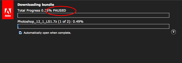 Paused Adobe.com Store download