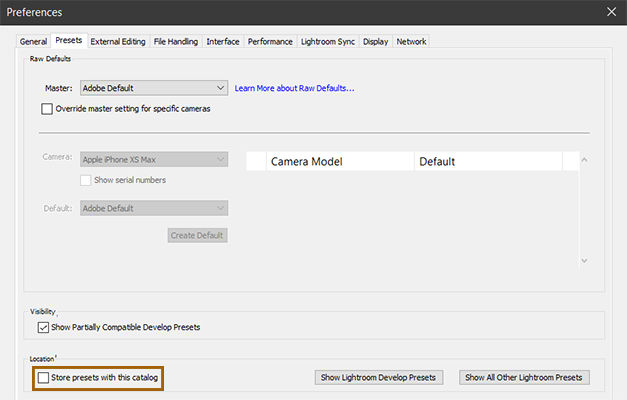 Store presets with this catalog