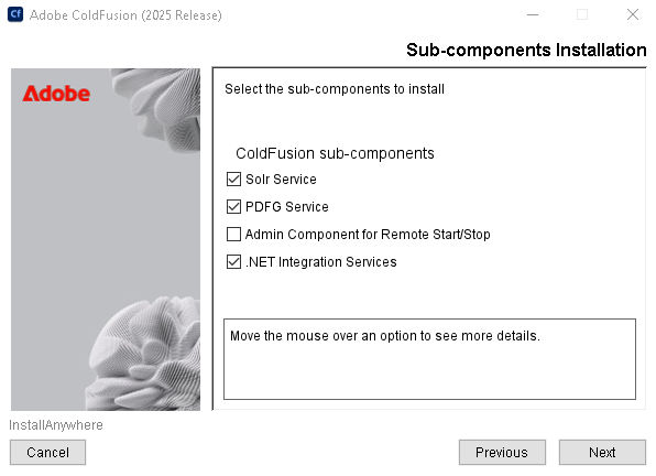 Sub-components installation