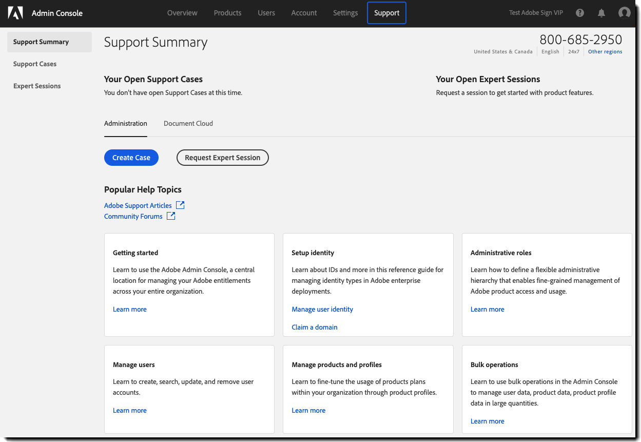 Support summary