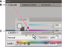 color panel doc above layers panel