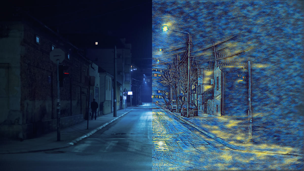 Dönüşlü gece gökyüzü filtresi Photoshop hızlı eylemi olarak kullanılabilir